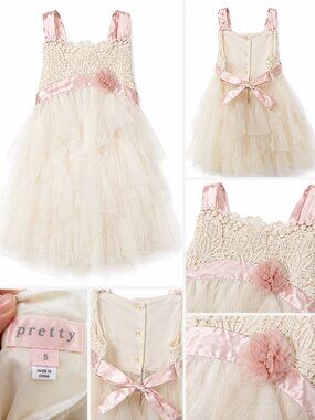 Pretty Girls Ivory & Blush Tulle Party Dress – Size 5